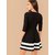 Vivient Women Black Bottom White Double Stripe Midi Dress
