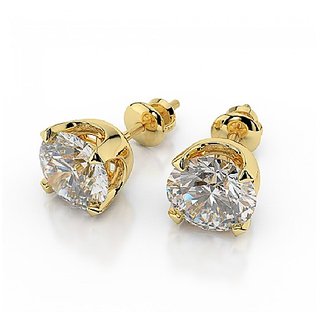                       Natural Diamond stud earring precious  beautiful stone earrings gold plated for women  girls                                              