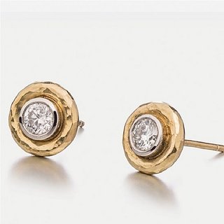                       original Diamond stud earring natural & precious gemstone gold plated for women & girls by Ceylonmine                                              