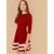 Vivient Women Red Bottom White Double Stripe Midi Dress