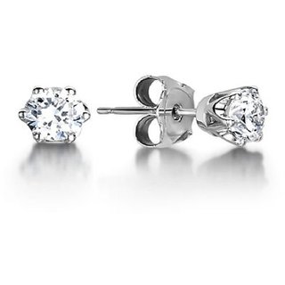                       Ceylonmine American diamond earrings original & natural stone silver stud earrings for women & girls                                              