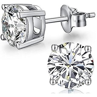 Ceylonmine American diamond earrings original & natural stone silver stud earrings for women & girls Ceylonmine American diamond earrings original & natural stone silver stud earrings for women & girls