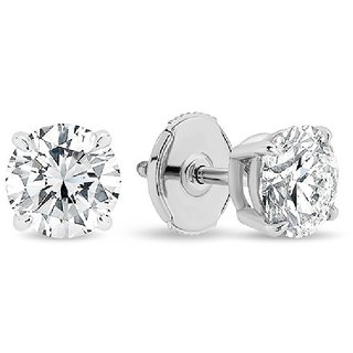                       Precious diamond stone earring original & natural american diamond stud earring silver for women & girls by Ceylonmine                                              
