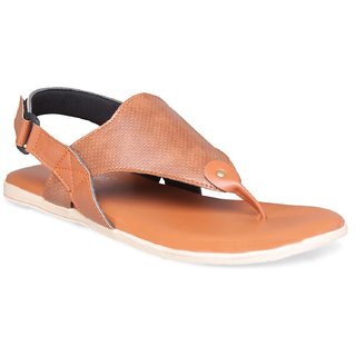 Shoegaro Men's Tan Synthetic Leather Casual Sandal
