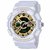 Piaoma Boy's And Men's Waterproof Series Analogue-Silicone Digital Golden Dial Watch - White Shock9094-5