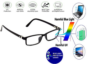 Hrinkar Rectangle Spectacle With Blue Ray Cut Lens Computer Glass For Online Class Study