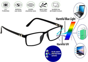 Hrinkar Rectangle Spectacle With Blue Ray Cut Lens Computer Glass For Online Class Study