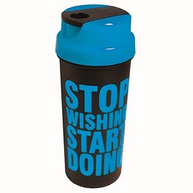BPA Free Gym Protein Shaker Sipper Bottle, 700 ml Back Blue