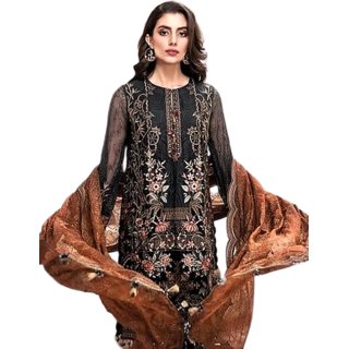 Aliya Fashion Mart Women Designer Pakistani Dress Material Charcoal Color UN Stitched
