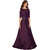 Eka Lifestyle Women's Silk Wine Cold Shoulder Gown