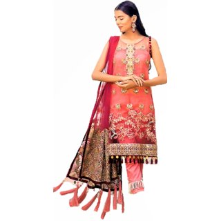 Aliya Fashion Mart Women Designer Pakistani Dress Material Peach Color UN Stitched