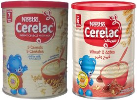 Nestle Cerelac Combo 400g (Pack of 2) - 5 Cereals With Milk + Wheat & Dates