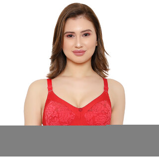                       KSB ENTERPRISES Women's Full Coverage Wirefree Poly Cotton with Net Bra                                              