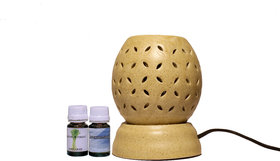 Pujya designs Ethnic Electric Aroma Diffuser Set Round Shape Burner - Free Fragrance Lemongrass  Design 2