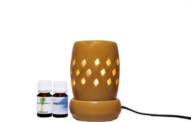 Pujya designs Ethnic Electric Aroma Diffuser Set Round Shape Burner - Free Fragrance Lemongrass  Design 5