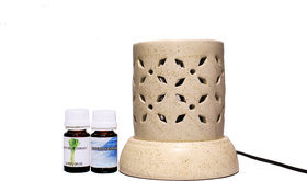 Pujya designs Ethnic Electric Aroma Diffuser Set Round Shape Burner - Free Fragrance Lemongrass  Design 6