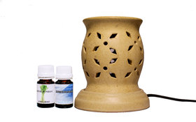 Pujya designs Ethnic Electric Aroma Diffuser Set Round Shape Burner - Free Fragrance Lemongrass  Design 7