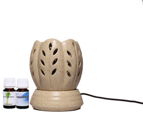 Pujya designs Ethnic Electric Aroma Diffuser Set Round Shape Burner - Free Fragrance Lemongrass  Design 9