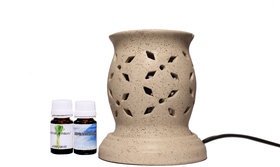 Pujya designs Ethnic Electric Aroma Diffuser Set Round Shape Burner - Free Fragrance Lemongrass  Design 10