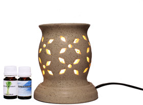 Pujya designs Ethnic Electric Aroma Diffuser Set Round Shape Burner - Free Fragrance Lemongrass  Design 11