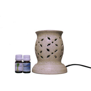 Pujya designs Ethnic Electric Aroma Diffuser Set Round Shape Burner - Free Fragrance Lemongrass  Design 1