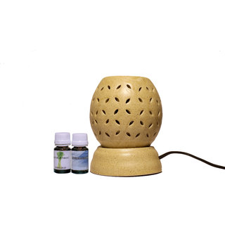                       Pujya designs Ethnic Electric Aroma Diffuser Set Round Shape Burner - Free Fragrance Lemongrass  Design 2                                              