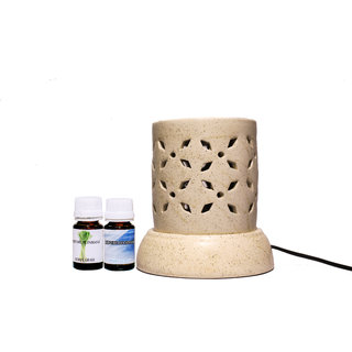                       Pujya designs Ethnic Electric Aroma Diffuser Set Round Shape Burner - Free Fragrance Lemongrass  Design 6                                              