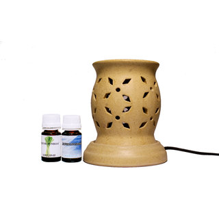                       Pujya designs Ethnic Electric Aroma Diffuser Set Round Shape Burner - Free Fragrance Lemongrass  Design 7                                              
