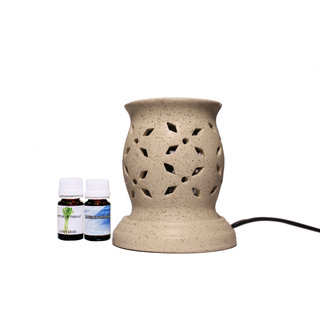                       Pujya designs Ethnic Electric Aroma Diffuser Set Round Shape Burner - Free Fragrance Lemongrass  Design 10                                              
