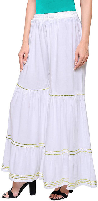 Buy GLOBAL DESI Off White Regular Length Viscose Flared Women's Sharara  Pants | Shoppers Stop