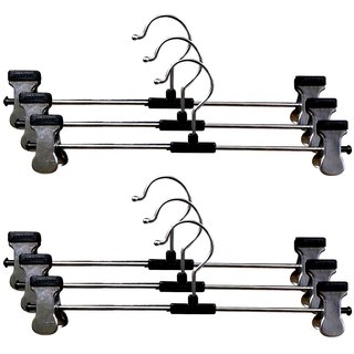 ABbuy 6 Pieces Stainless Steel Hangers with Adjustable Non Slip Clips and Chrome Swivel Hook