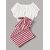 Westchic Women's White Top & Red Striped Palazzo