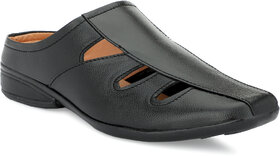 Mr cobbler Men's Black Daily Wear Sandals