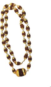 Gold Plated Round Cap Rudraksh Mala with Panch Mukhi Pendent- with Mahakal Braclet