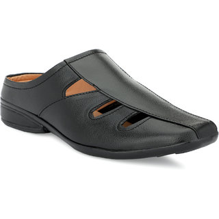 AGRAMAX Men's Black Daily Wear Sandals