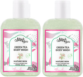 Mirah Belle - Green Tea Mature Skin Body Wash (250 ml) Pack of 2 - For Anti-Aging, Wrinkles, Skin tightening.