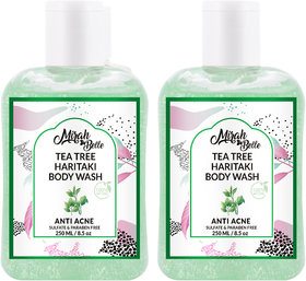 Mirah Belle - Tea Tree Anti Acne Body Wash (250 ml) Pack of 2  - For Healing Acne, Pimples, Scars, Blemishes.