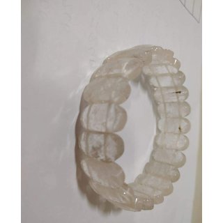                       Shubh Sanket Vastu Crystal White Crystal Quartz Special Flat Bracelet 3 Inches                                              