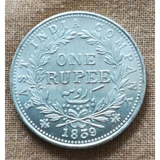                       1839 ONE RUPEE QUEEN VICTORIA RARE COIN                                              
