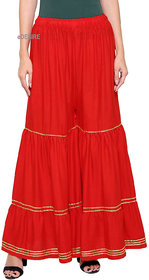 eDESIRE Women's Fashion Unique and Stylish Rayon Red Flared Palazzo Pants