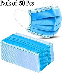 3 Ply Disposable Surgical Face Mask 3 Ply - 50 Pcs Surgical Mask  (Blue, free size, Pack of 50, 3 Ply)