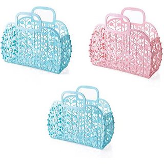 Creative Designed Fruit  Vegetable Storage Basket Bag For Women  (Set of 3) Plastic Fruit  Vegetable Basket