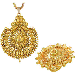                       MissMister Gold plated Traditional Pendant and fingerring dailywear Combo Women jewellery                                              