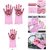 Alciono PInk Magic Dishwashing Gloves with Scrubber,Silicone Cleaning Reusable Scrub Gloves for Wash Dish,Kitchen Pack 1