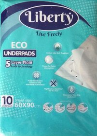 Liberty Underpad 10 Pcs (Size 60 X 90 cms),Disposable Fabric with Super Absorbent Polymer