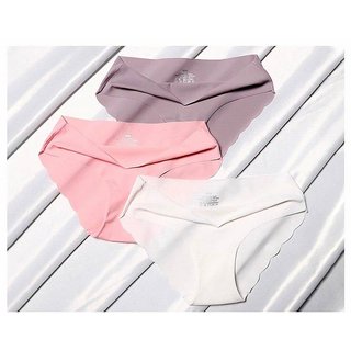 5 Pc. Women Seamless Panties Solid Ultra-thin Panties Underwear Sexy low-Rise Ruffles Briefs Lingerie Random Color
