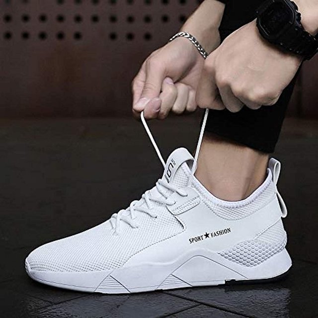 all white running shoe