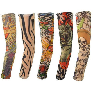 Aadishwar Creations Tattoo Temporary Arm Sleeve Sun Protection Tight and Fit for Men and Women 5 Pair