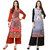 Saadhvi Red and Blue Crepe Geometric Pack of 2 Kurtas