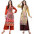 Saadhvi Red and Beige Crepe Floral Print Pack of 2 Kurtas